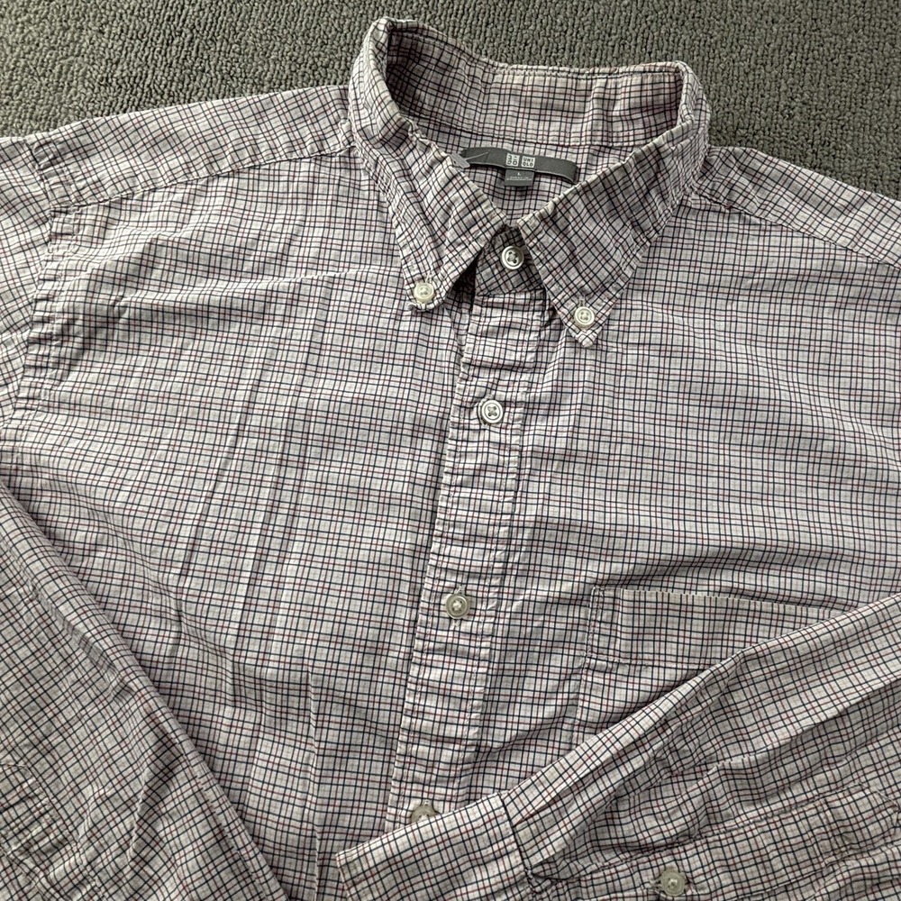 Uniqlo Shirt Large Check Button Up Long Sleeve Casual Preppy Men's - Picture 8 of 14